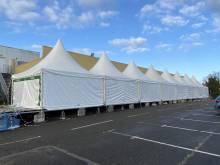 pagodes 5 m x 40 m sur plancher mis au niveau (70 cm de dénivelé)